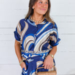 Atlas Navy Swirl Top