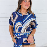Atlas Navy Swirl Top