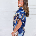 Atlas Navy Swirl Top