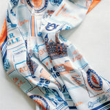 Scarf with Auburn University-themed design on a white background