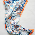 Decorative scarf with Auburn University-themed design on a white background
