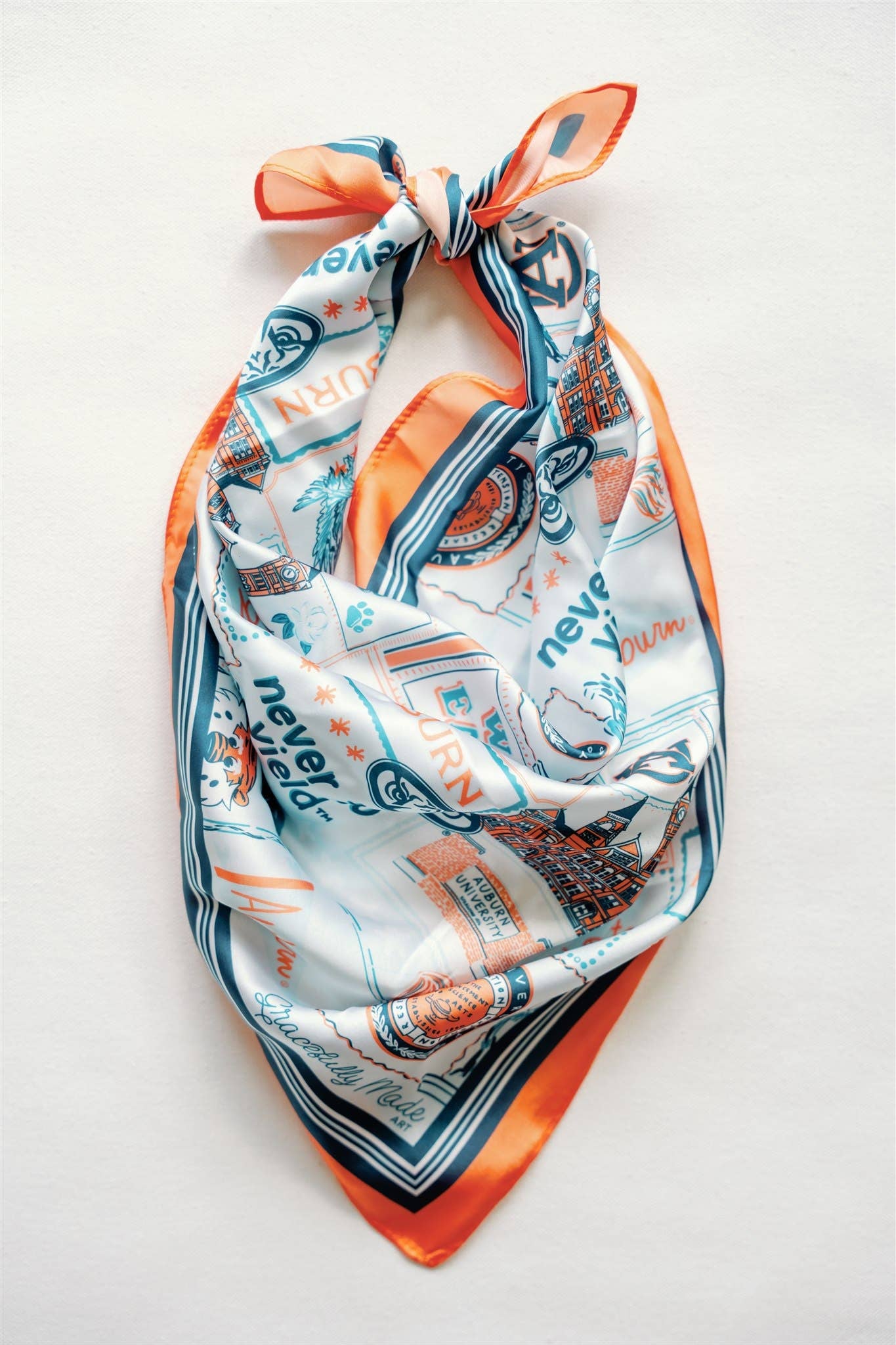 Colorful scarf with a pattern on a white background