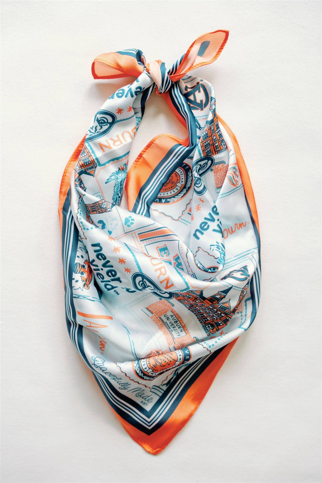 Colorful scarf with a pattern on a white background