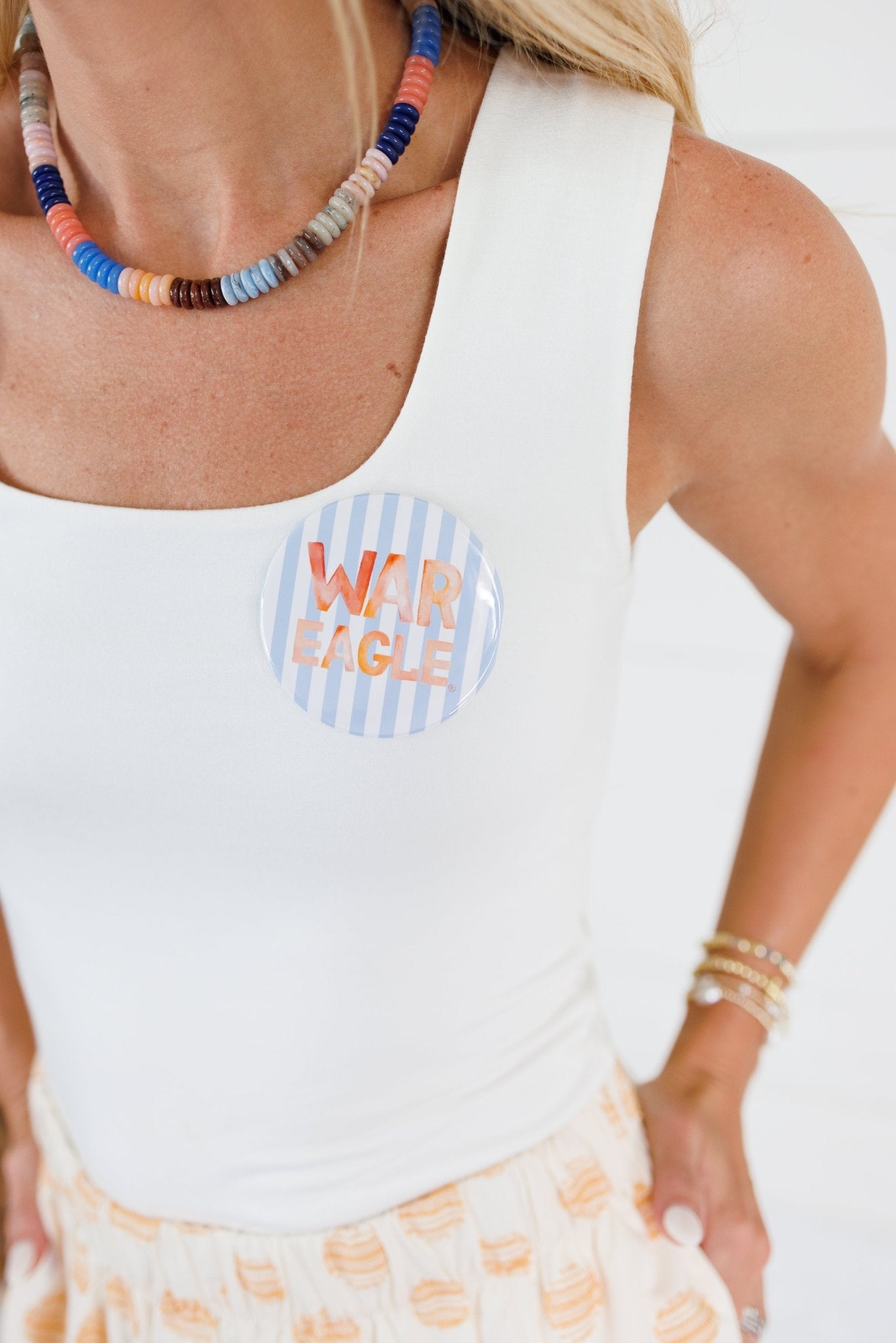 Auburn War Eagle Blue Stripe Gameday Button