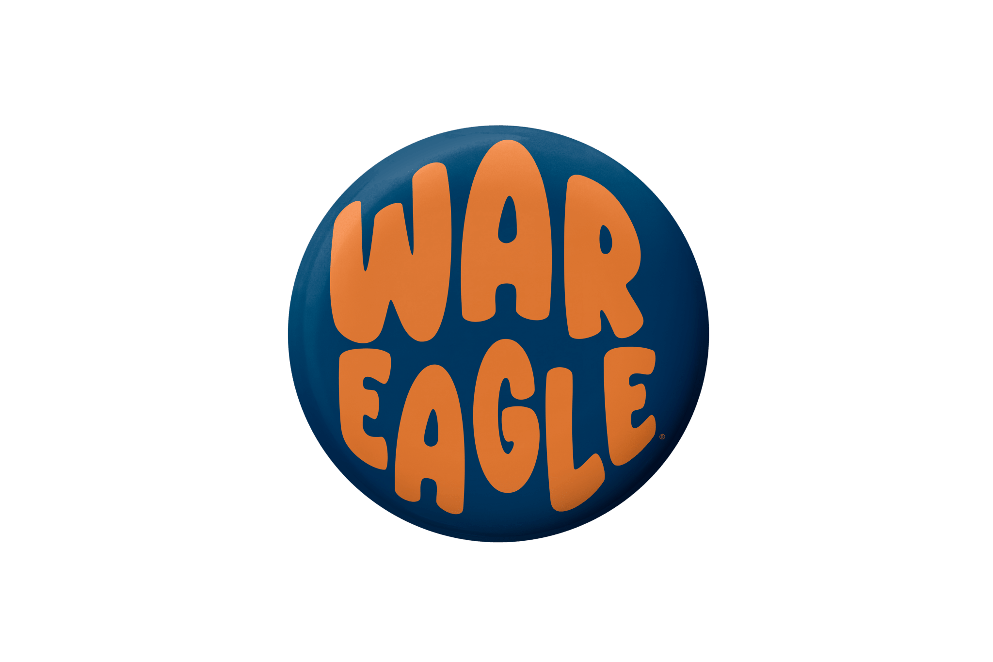 Button badge with 'WAR EAGLE' text on a blue background