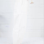 Ava Ecru Drawstring Barrel Pants Blu Pepper
