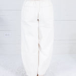 Ava Ecru Drawstring Barrel Pants Blu Pepper