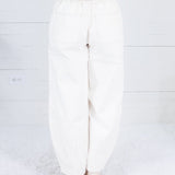 Ava Ecru Drawstring Barrel Pants Blu Pepper