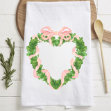 Valentine Heart Wreath Tea Towel