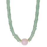 Stone Bamboo Rose Quartz Necklace