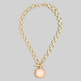 Square Faceted Stone Pendant Toggle Necklace