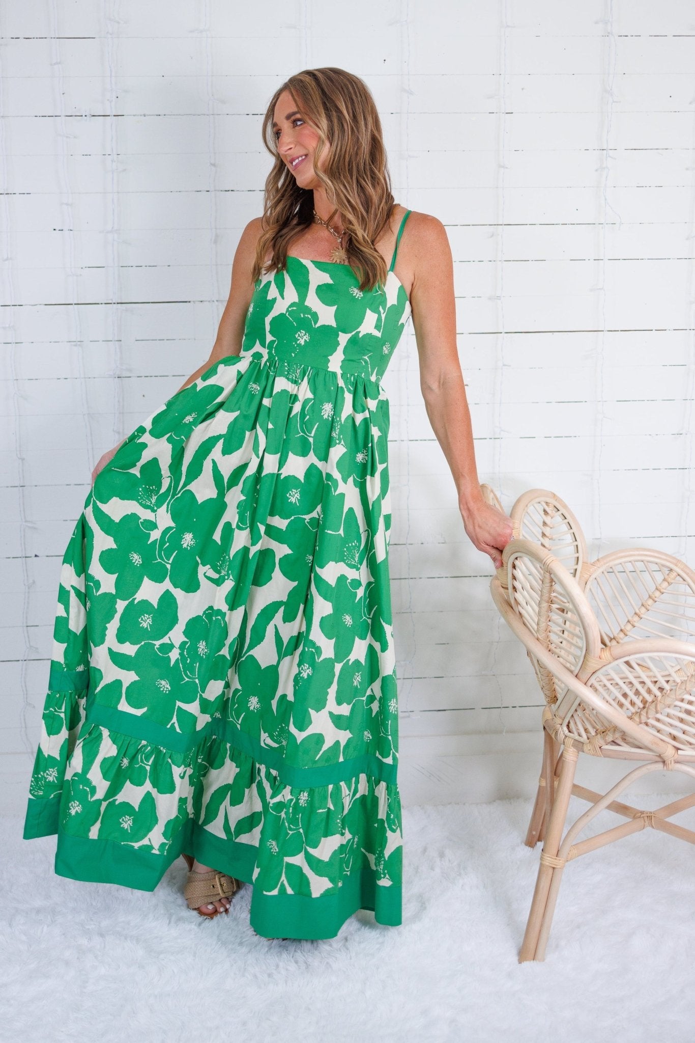 Babylon Green Floral Tiered Maxi Dress PINCH 