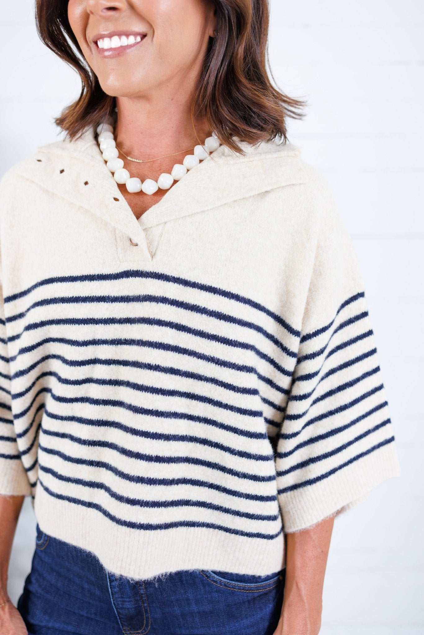 Ballard Ecru + Black Stripes Sweater Entro