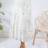 Barbara Mint Swirl Satin Skirt Lucy Paris