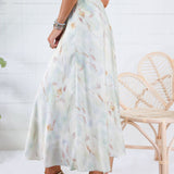 Barbara Mint Swirl Satin Skirt Lucy Paris