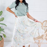 Barbara Mint Swirl Satin Skirt Lucy Paris