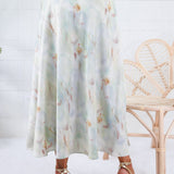 Barbara Mint Swirl Satin Skirt Lucy Paris