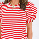 Barham Red + White Stripe Midi Dress Glam