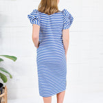 Barham Royal Blue Stripe Midi Dress Glam