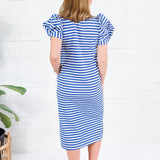 Barham Royal Blue Stripe Midi Dress Glam