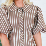 Barnes Cocoa Stripe Mini Shirt Dress Karlie