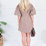Barnes Cocoa Stripe Mini Shirt Dress Karlie
