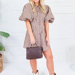 Barnes Cocoa Stripe Mini Shirt Dress Karlie