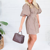 Barnes Cocoa Stripe Mini Shirt Dress Karlie