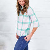 Barney Pastel Pink + Green Grid Sweater Fate