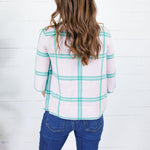 Barney Pastel Pink + Green Grid Sweater Fate