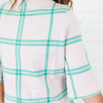 Barney Pastel Pink + Green Grid Sweater Fate