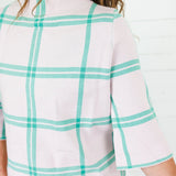 Barney Pastel Pink + Green Grid Sweater Fate