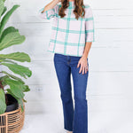 Barney Pastel Pink + Green Grid Sweater Fate