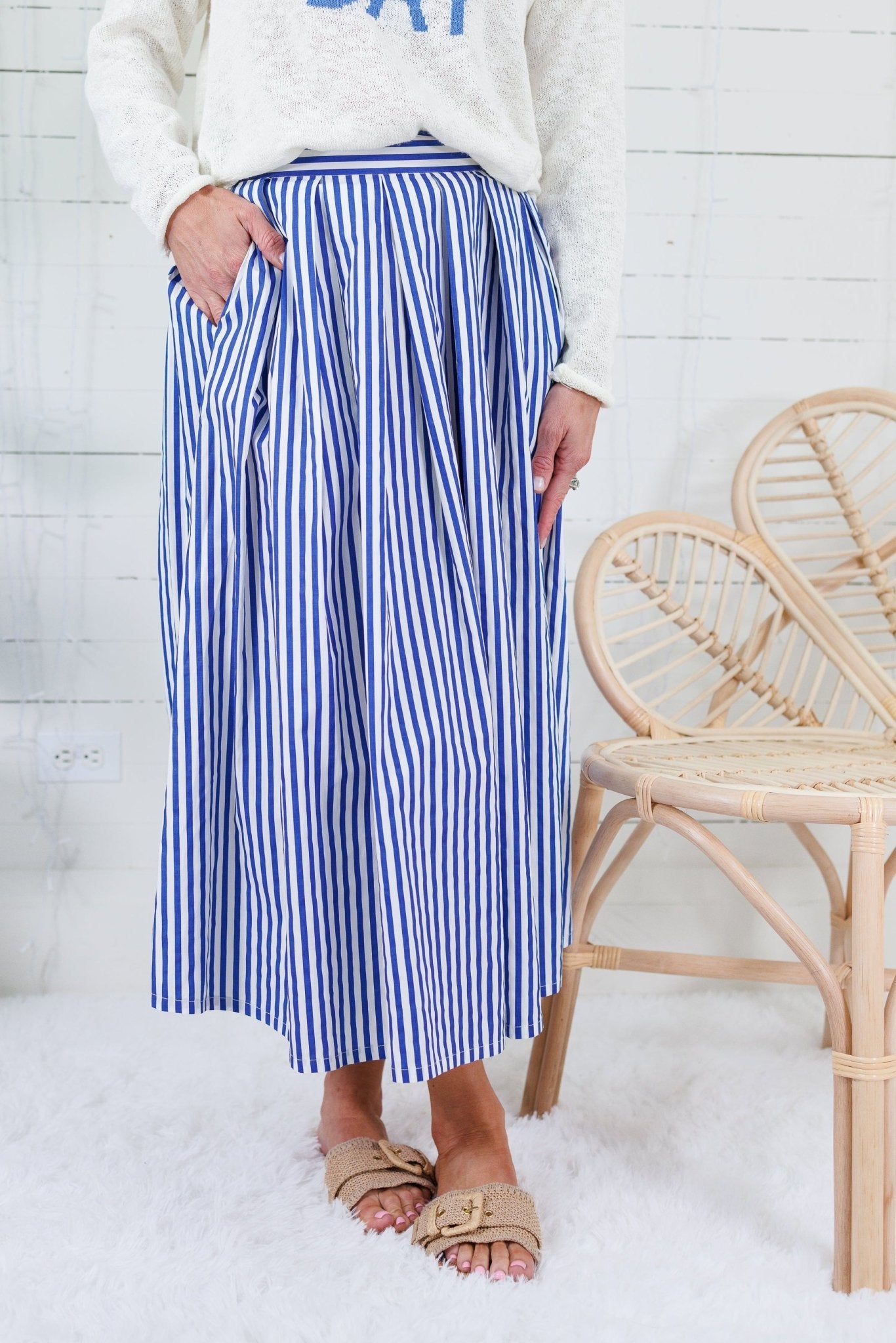 Barnum Royal + White Stripe Maxi Skirt