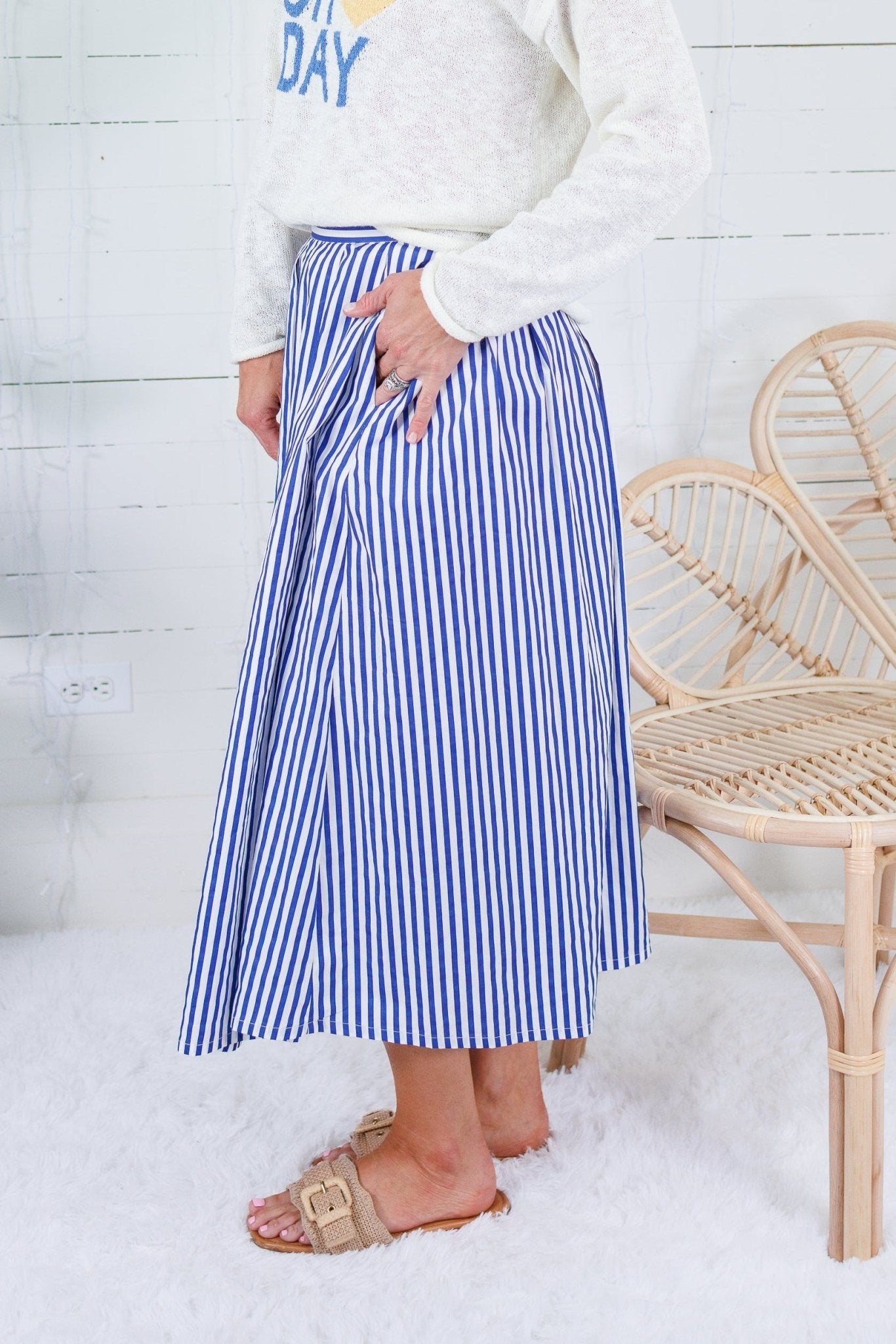 Barnum Royal + White Stripe Maxi Skirt
