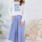 Barnum Royal + White Stripe Maxi Skirt