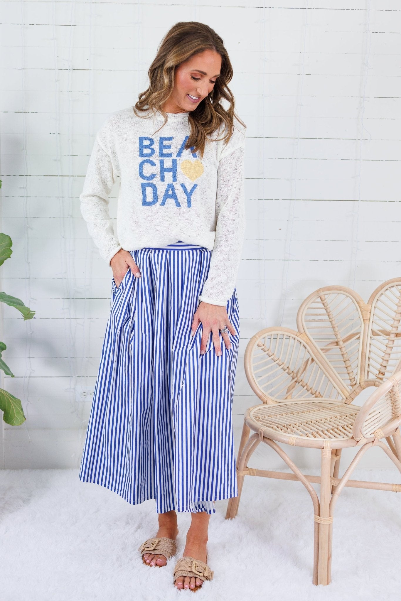 Barnum Royal + White Stripe Maxi Skirt