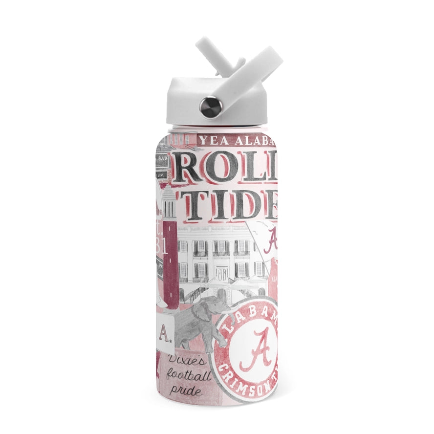 The University of Alabama 32 oz Insulated Water Bottle Gracefully Made Art