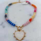 Beaded Heart Charm Necklace
