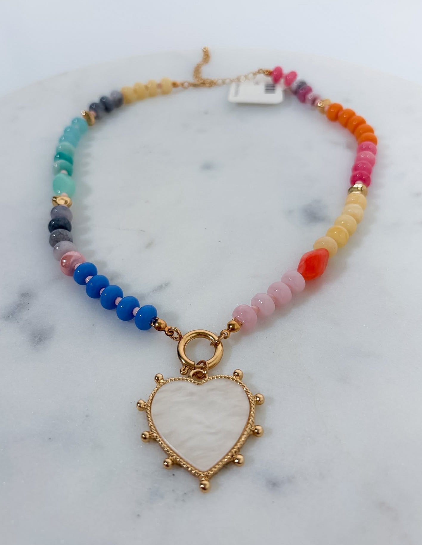 Beaded Heart Charm Necklace