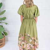 Beard Olive Floral Edged Dress Entro