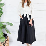 Beckett Black Pleated Maxi Skirt Brad & Rena