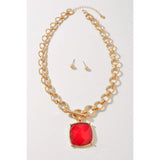 Faceted Stone Toggle Clasp Necklace