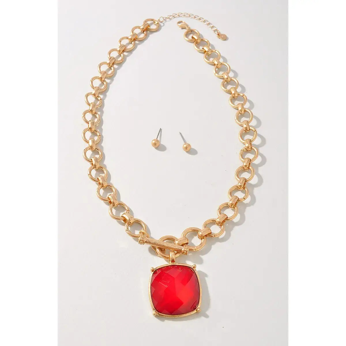 Faceted Stone Toggle Clasp Necklace