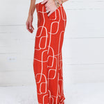 Bella Brick Red Geometric Pants Lucy Paris