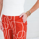 Bella Brick Red Geometric Pants Lucy Paris