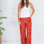 Bella Brick Red Geometric Pants Lucy Paris