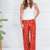 Bella Brick Red Geometric Pants Lucy Paris