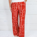 Bella Brick Red Geometric Pants Lucy Paris