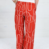 Bella Brick Red Geometric Pants Lucy Paris